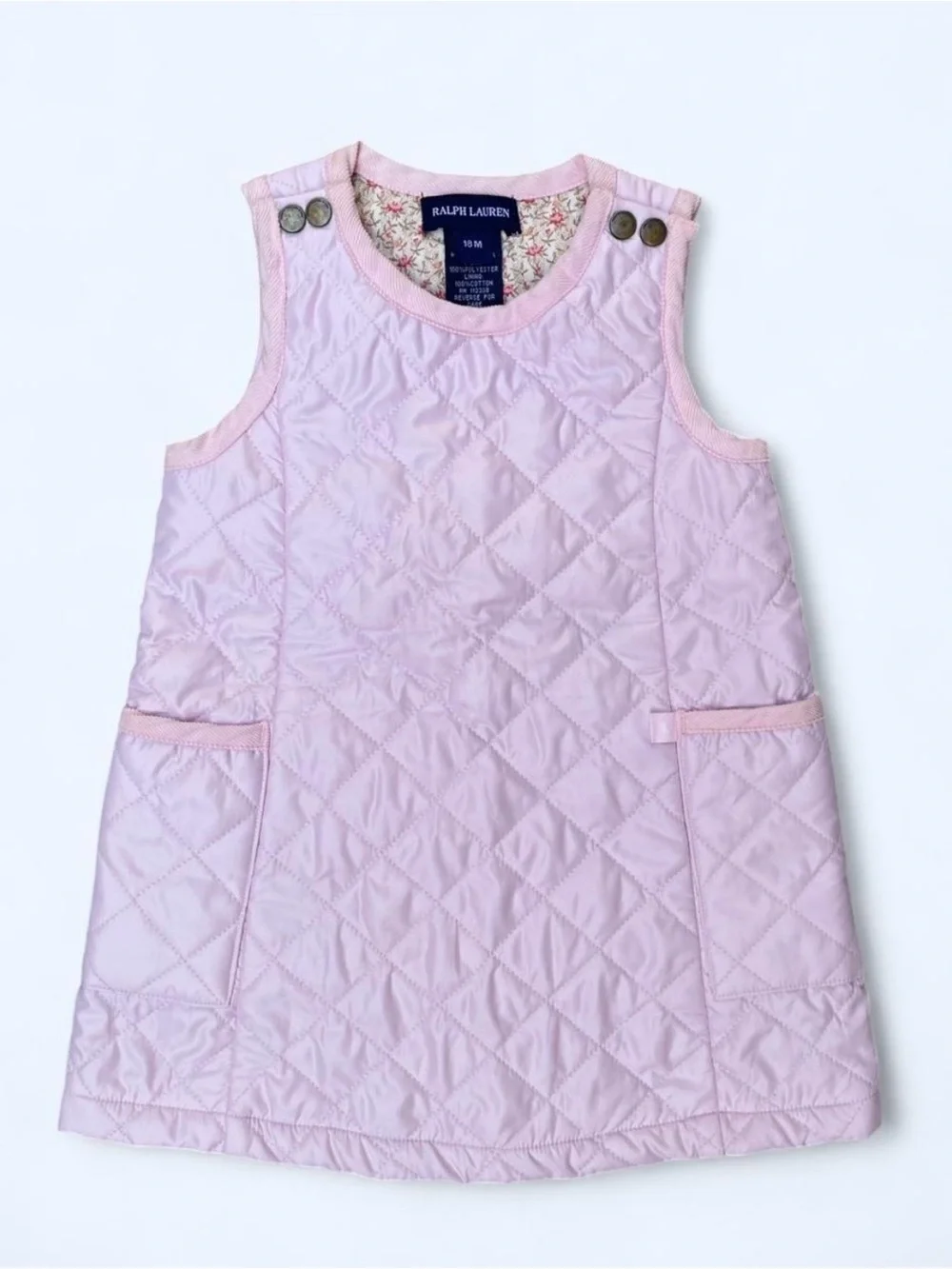 Polo Ralph Lauren Baby Pink Quilted dress preppy spring wedding guest 18m